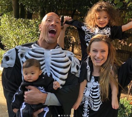 Lauren Hasian with husband, Dwayne "The Rock" Johnson, and their two daughters