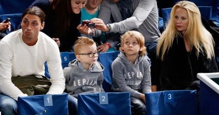 Helena Seger with her husband, Zlatan Ibrahimović, and their two sons