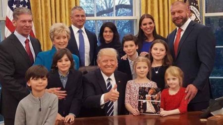 The McMahon family with President Donald Trump at the White House