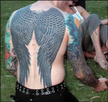 Davey Havok's angel wings tattoo on his back 