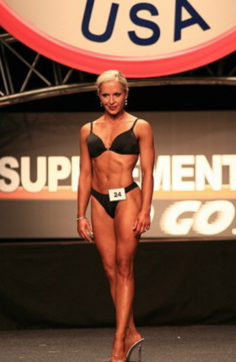 Cara at the Ms. Fitness World competition in 2017