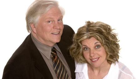 The deceased comedian, Bob Robertson, and his widow, Linda Cullen