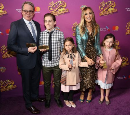 Matthew Broderick with wife, Sarah Jessica Parker, and their three children 