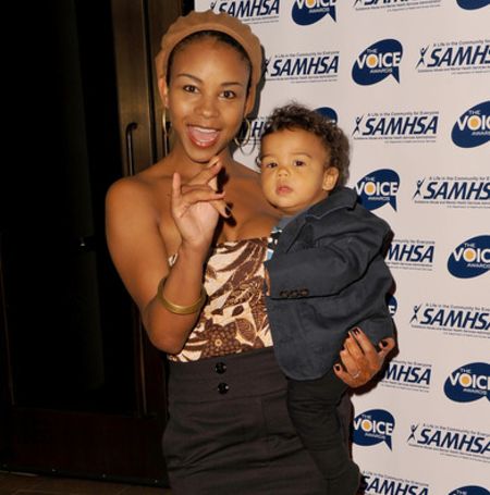 Aasha Davis with her son.