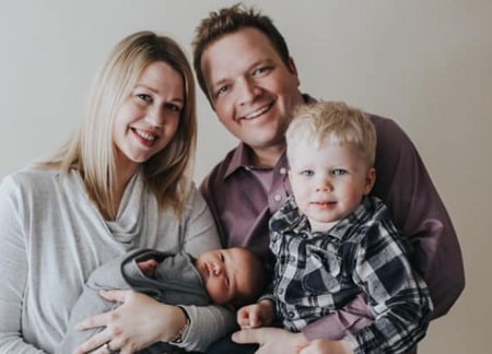 Dylan Provencher with his wife and two kids
